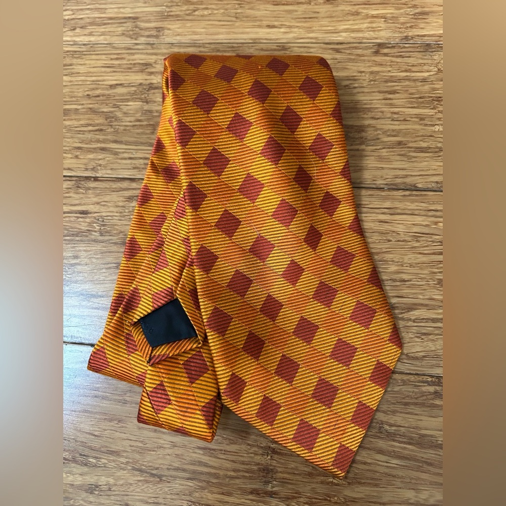 Brooks Brothers Pure Silk Necktie | Orange Diamond | Made in USA